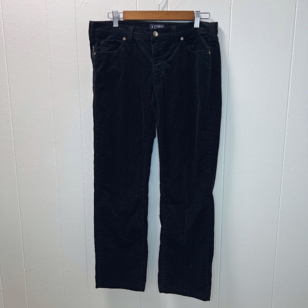 Armani Jeans Mens 32 Black Corduroy Pants‎ Embellished Pocket 90s Y2K Streetwear